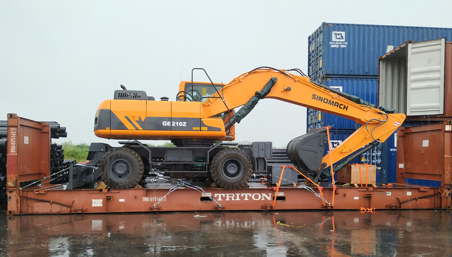 Heavy equipment transport near marine terminal
